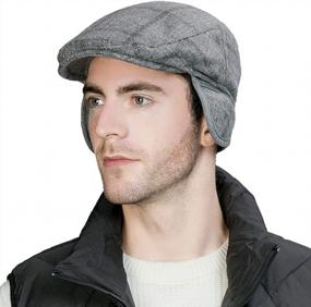 img 4 attached to Men'S Winter Wool Blend Irish Ivy Flat Newsboy Cap With Ear Flaps, 56-60CM