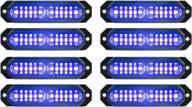 aspl 8pcs sync feature ultra slim 12-led surface mount flashing strobe lights for truck car vehicle led mini grille light head emergency beacon hazard warning lights (blue) логотип