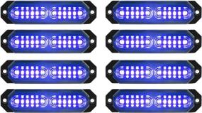 img 4 attached to ASPL 8Pcs Sync Feature Ultra Slim 12-LED Surface Mount Flashing Strobe Lights For Truck Car Vehicle LED Mini Grille Light Head Emergency Beacon Hazard Warning Lights (Blue)