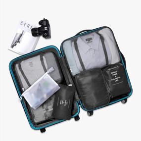 img 3 attached to Packing Cubes 7 Pcs Travel Luggage Packing Organizers Set With Toiletry Bag (Black)