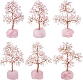 img 1 attached to Mookaitedecor Crystal Rose Quartz Tree с натуральным грубым каменным основанием Денежное дерево для богатства и удачи, украшение стола по фэн-шуй 7-8,7 дюймов