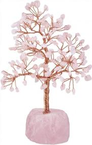 img 3 attached to Mookaitedecor Crystal Rose Quartz Tree с натуральным грубым каменным основанием Денежное дерево для богатства и удачи, украшение стола по фэн-шуй 7-8,7 дюймов