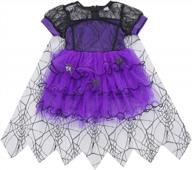 cute spider halloween costume for toddler girls: short sleeve dress with mesh tutu skirt and witch cosplay outfit logo
