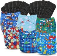 tdiapers cloth diaper washable reusable, one size adjustable for baby - 6 pack with 12 inserts - enhanced seo logo