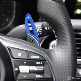 img 2 attached to Sport Metal CNC Billet Aluminum Steering Wheel Larger Paddle Shifter Extension Covers | Hyundai Genesis G70 Interior Decoration Accessories - Blue | Sanrily