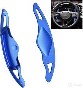 img 4 attached to Sport Metal CNC Billet Aluminum Steering Wheel Larger Paddle Shifter Extension Covers | Hyundai Genesis G70 Interior Decoration Accessories - Blue | Sanrily