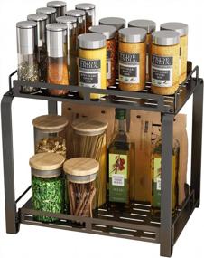 img 4 attached to 2-Tier Steel Spice Rack Countertop Organizer For Kitchen & Bathroom - Junyuan