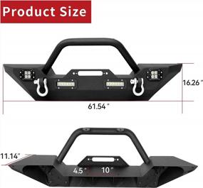 img 3 attached to Enhance Your Jeep Wrangler JK with LEDKINGDOMUS Front Bumper - Rock Crawler Style, Built-in LED Lights, Winch Plate, D-Rings: Compatible with 07-18 Models