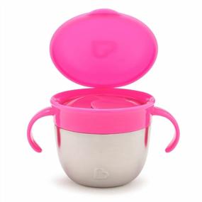 img 1 attached to Stainless Steel Snack Catcher With Lid By Munchkin - 9Oz Pink Container, 1 Count - For Mess-Free Snacking On-The-Go