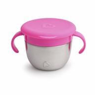 stainless steel snack catcher with lid by munchkin - 9oz pink container, 1 count - for mess-free snacking on-the-go logo