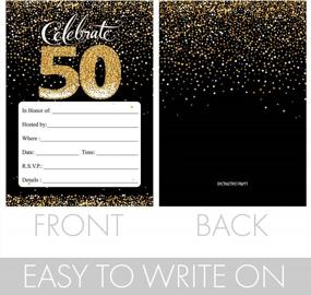 img 2 attached to Stylish And Elegant: 50Th Birthday Invitations In Black And Gold - Set Of 10 With Envelopes
