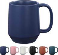 micool large ceramic mug - 16 oz, ideal for coffee, tea, and mulled drinks, perfect office and home gift, microwave & dishwasher safe, navy with frosted surface finish logo