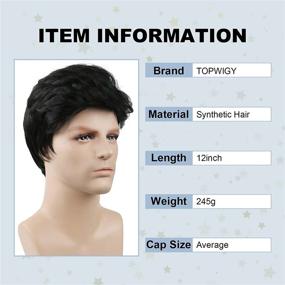 img 1 attached to TopWigy Wigs For Men Short Layered Wavy Wig Synthetic Male Guy Wig For Halloween Cosplay Party Hair And Daily Wear Black