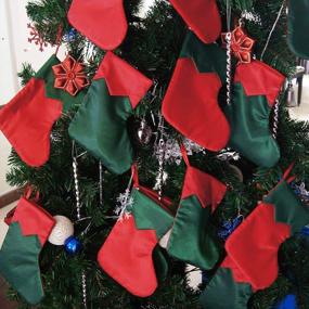img 2 attached to Ivenf Rustic Christmas Mini Stockings Set Of 12 - 7 Inches Red And Green Twill Stockings For Gift Cards, Silverware, And Treats. Perfect Xmas Tree Decorations For Neighbors, Coworkers, And Kids.