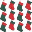 ivenf rustic christmas mini stockings set of 12 - 7 inches red and green twill stockings for gift cards, silverware, and treats. perfect xmas tree decorations for neighbors, coworkers, and kids. logo