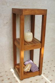 img 3 attached to Teak Three-Tier Bath Stand By AquaTeak - Sula Square Design For Superior Style