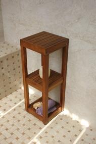 img 2 attached to Teak Three-Tier Bath Stand By AquaTeak - Sula Square Design For Superior Style