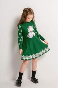 img 3 attached to SMILING PINKER Girls Christmas Dress Unicorn Snowflake Crew Neck Long Sleeve Winter Sweater