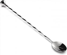 img 1 attached to Смешайте и перемешайте стильно с серебряной коктейльной ложкой Prepara Barware: длинная спиральная ручка из нержавеющей стали 10,5 дюйма (TM-25830)