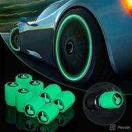 🚦 enhanced visibility with universal fluorescent car tire valve caps: 8pcs luminous stem caps for cars, motorcycles, suvs, trucks, and bicycles логотип