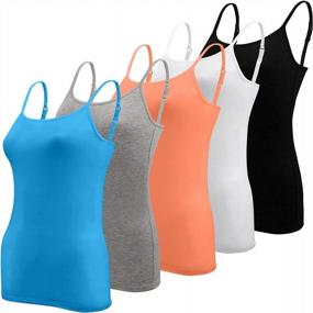 img 4 attached to Pack Of 5 Women'S Basic Camisole Tank Tops With Spaghetti Straps For Layering Or Undershirts