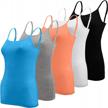 pack of 5 women's basic camisole tank tops with spaghetti straps for layering or undershirts logo