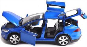 img 3 attached to ANTSIR модель автомобиля X масштаб 1:32 сплав литья под давлением электронные игрушки с подсветкой и музыкой, мини-автомобили игрушки для детей подарок (синий)