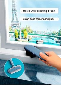 img 1 attached to 🪟 Efficient Window Screen Cleaning Brush - Magnetic Door Mesh Cleaner, 4 in 1 Squeegee Kit, Track & Seal Window Cleaning Tools (Blue)