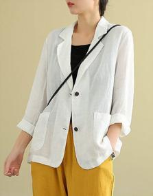 img 2 attached to Stay Chic And Professional With Chouyatou Women'S Linen Blazer Jacket Suit