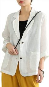 img 3 attached to Оставайтесь шикарными и профессиональными с женским льняным пиджаком Chouyatou
