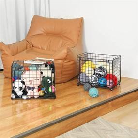 img 3 attached to 🗄️ Convenient Metal Toys Storage Bins by Aibohayi - Ideal for Organizing Playrooms and Bedrooms - 2 Pack