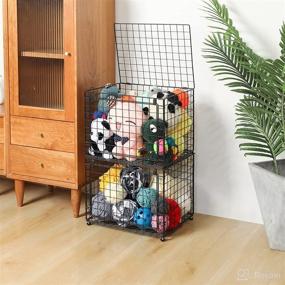 img 4 attached to 🗄️ Convenient Metal Toys Storage Bins by Aibohayi - Ideal for Organizing Playrooms and Bedrooms - 2 Pack