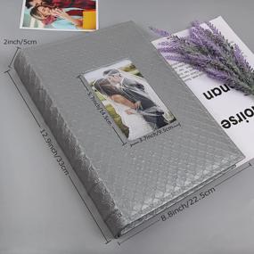 img 3 attached to 300 Photos Family Album - PU Leather Cover, 3 Per Page 4X6 Horizontal Picture Book For Wedding Anniversary Baby Holiday (Gray)