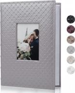 300 photos family album - pu leather cover, 3 per page 4x6 horizontal picture book for wedding anniversary baby holiday (gray) logo