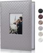 300 photos family album - pu leather cover, 3 per page 4x6 horizontal picture book for wedding anniversary baby holiday (gray) logo