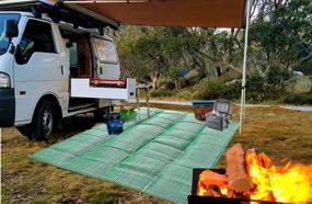 img 1 attached to Green 9'X12' Reversible Outdoor RV Camper Rug: Waterproof Clearance Patio Rug Made From Recycled Plastic By BalajeesUSA - Ideal For Awning Mats And Large Outdoor Spaces (Product Code: 7223)