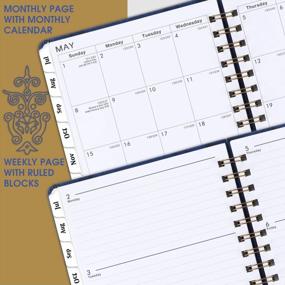 img 1 attached to 2023 Monthly And Weekly Planner - Retro Blue Design, Twin-Wire Binding, Inner Pocket, Round Corners, 6.3" X 8.4", January To December 2023