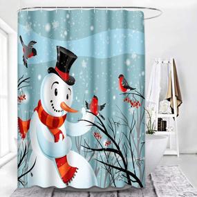 img 3 attached to Emvency Snowman Shower Curtain - Winter Holiday Bathroom Decor, Adorable Scarf And Hat Design, Waterproof Polyester Fabric, Adjustable Size 72 X 72 Inches, Set With Hooks In Light Blue