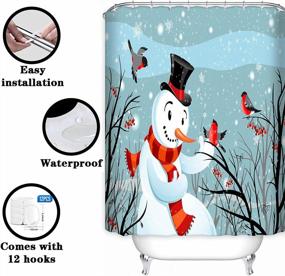 img 1 attached to Emvency Snowman Shower Curtain - Winter Holiday Bathroom Decor, Adorable Scarf And Hat Design, Waterproof Polyester Fabric, Adjustable Size 72 X 72 Inches, Set With Hooks In Light Blue