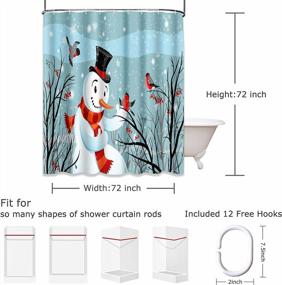 img 2 attached to Emvency Snowman Shower Curtain - Winter Holiday Bathroom Decor, Adorable Scarf And Hat Design, Waterproof Polyester Fabric, Adjustable Size 72 X 72 Inches, Set With Hooks In Light Blue