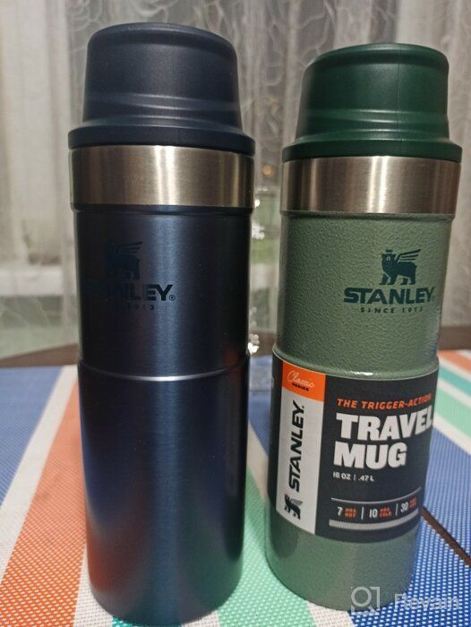 img 1 attached to Stanley Classic Trigger Action Travel Mug - 12, 16, 20 oz – Hot &amp; Cold Thermos – Double Wall Vacuum Insulated Tumbler for Coffee, Tea, and Drinks – Stainless-Steel, BPA Free review by Kio Voltero Webb