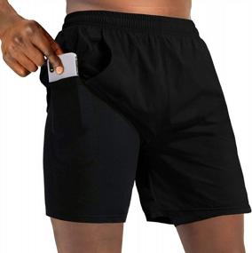 img 4 attached to 🌊 Aquatic Powerhouse: WATERWANG Men's 2-in-1 Running Shorts with Phone Pockets for Gym Sports & Quick-Dry Performance