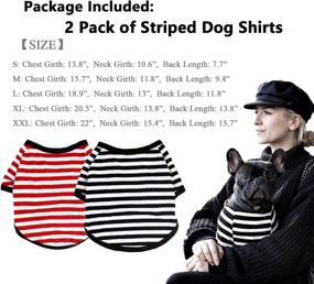 img 3 attached to 🐾 Stylish 2-Pack Dog Shirts - Striped Pet Clothes for Cats and Dogs - Breathable Cotton Outfits for Small to Large Pets - Perfect for Boy and Girl Pups (Black+Red, Large)