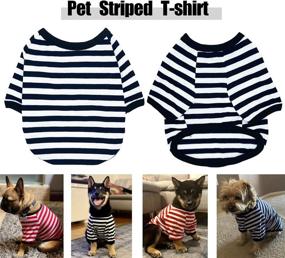 img 2 attached to 🐾 Stylish 2-Pack Dog Shirts - Striped Pet Clothes for Cats and Dogs - Breathable Cotton Outfits for Small to Large Pets - Perfect for Boy and Girl Pups (Black+Red, Large)