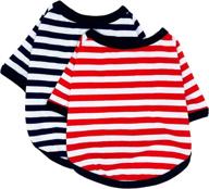 🐾 stylish 2-pack dog shirts - striped pet clothes for cats and dogs - breathable cotton outfits for small to large pets - perfect for boy and girl pups (black+red, large) логотип