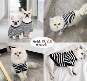 img 1 attached to 🐾 Stylish 2-Pack Dog Shirts - Striped Pet Clothes for Cats and Dogs - Breathable Cotton Outfits for Small to Large Pets - Perfect for Boy and Girl Pups (Black+Red, Large)