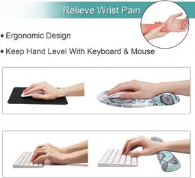 img 1 attached to ILeadon Mouse Pad With Wrist Support Keyboard Wrist Rest Set, Ergonomic Mouse Pad With Non-Slip Base For Computer Laptop Home Office + Coasters, Easy Typing & Pain Relief Mouse Mat, Mandala Flowers