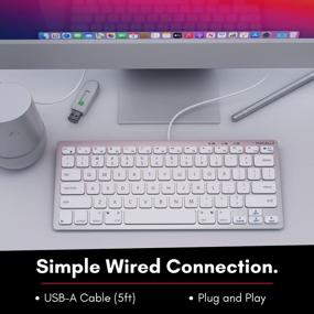 img 1 attached to Макалли Компактная Проводная Клавиатура для Mac и Windows - Экономия места и стильная алюминиевая USB-клавиатура с клавишами быстрого доступа - Подключить и играть