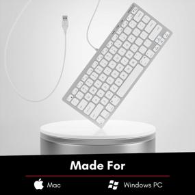img 3 attached to Макалли Компактная Проводная Клавиатура для Mac и Windows - Экономия места и стильная алюминиевая USB-клавиатура с клавишами быстрого доступа - Подключить и играть