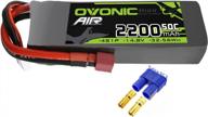 ovonic 4s lipo battery 50c 2200mah 14.8v - deans t plug & extra ec3 connector for rc airplanes, helicopters, quadcopters & multi-motor logo